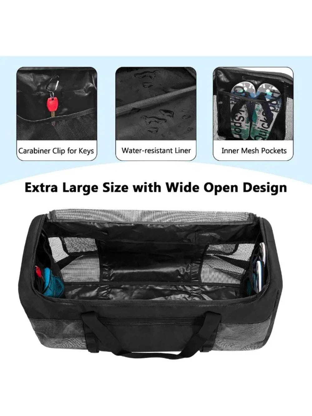 XL Mesh Dive Duffel Bag - Oversized Sport Bag for Scuba, Snorkeling, Beach & Gym